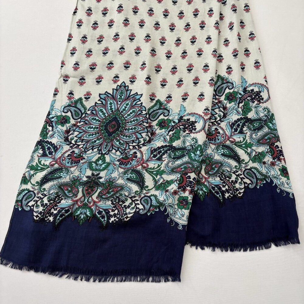 Talbots Scarf Blue Paisley NWOT Made In India Rayon Printed